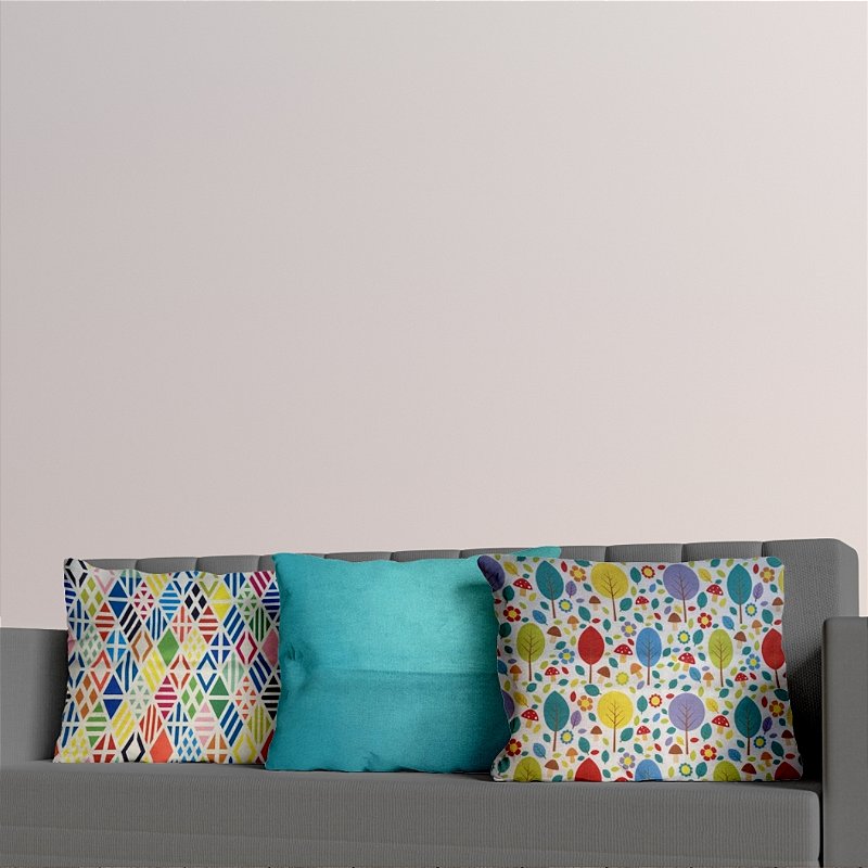 Kit Capa de Almofadas 4 Peças 45x45cm com Zíper Decoração Sala
