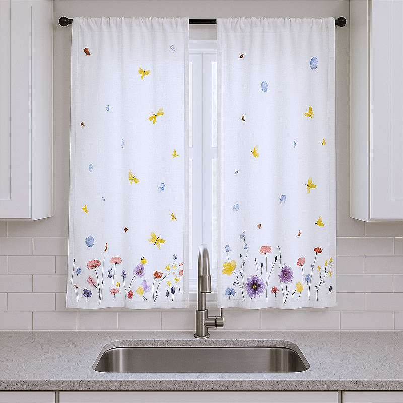 Cortina Para Cozinha com ilhós para Varão Simples 2,10x1,20m