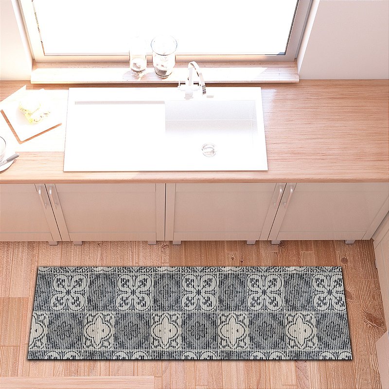 Passadeira Tapete Emborrachada Antiderrapante  43cm de largura Estampa Azulejos Português