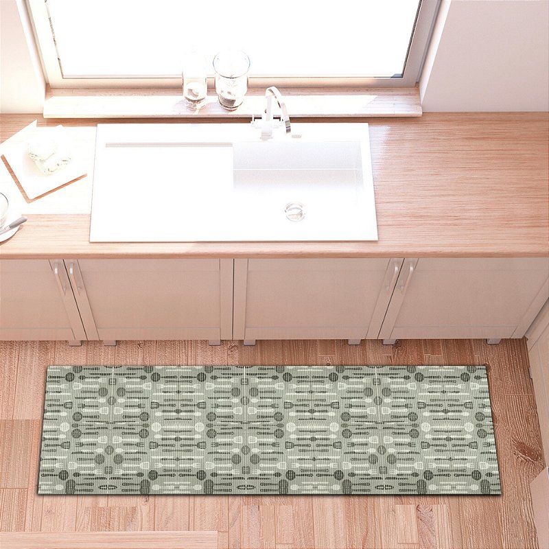 Passadeira Tapete Emborrachada Antiderrapante  43cm de largura Estampa Utensilios