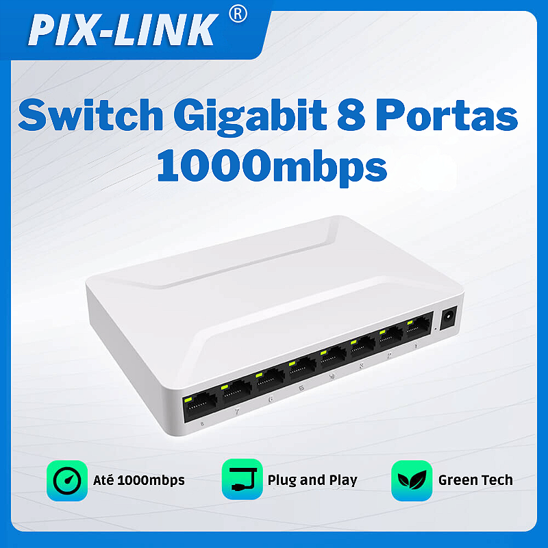 Switch Gigabit de Mesa 8 Portas - 10/100/1000mbps - SEGCFTV