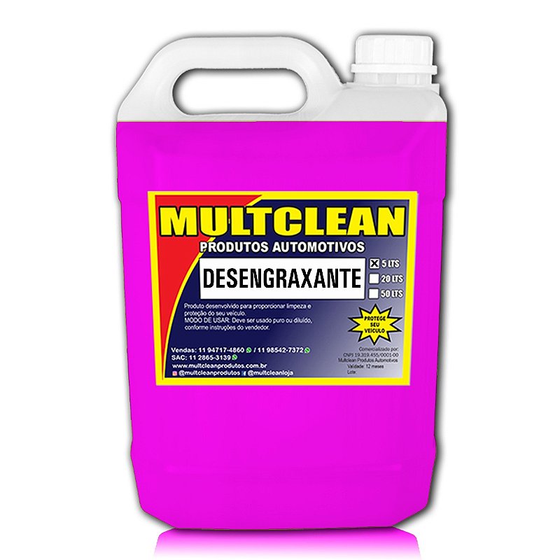 Desengraxante Rosa Limpeza Pesada 5 Litros Multclean - Multclean Produtos  Limpeza Automotiva