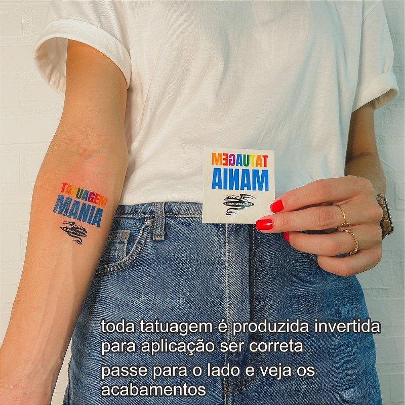 Tatuagem personalizada (6x6 cm, arte com 5x5 cm) - Loja Tatuagem Mania