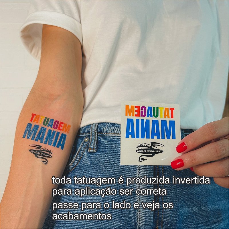 Tatuagem personalizada (7x7 cm, arte com 6x6 cm) - Loja Tatuagem Mania