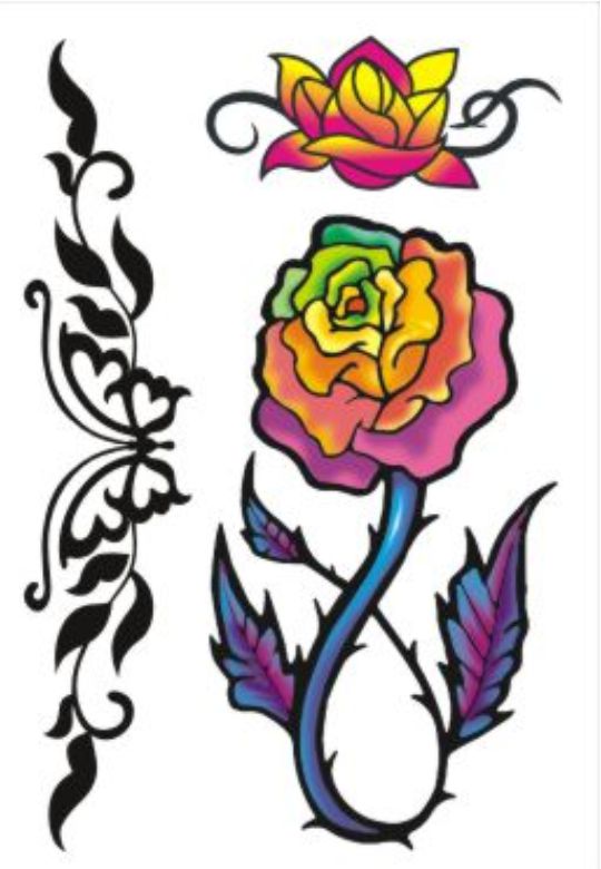 C011 Borboleta e Flores Loja Tatuagem Mania