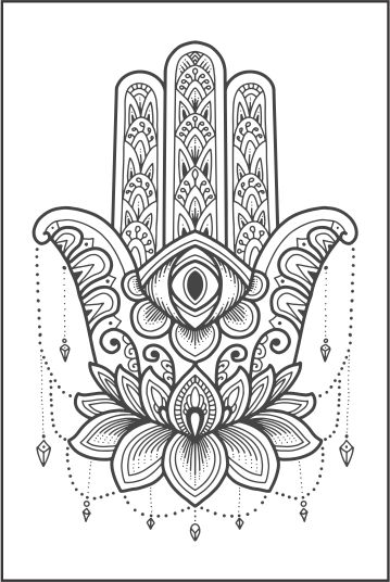 Um conjunto de tatuagens de mão hamsa.