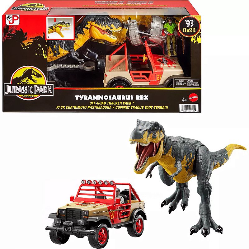 ジュラシックワールド '93クラシック ティラノサウルス オフロードトラッカー CONJUNTO RASTREADOR OFF ROAD COM TYRANNOSAURUS 93 CLASSIC MATTEL