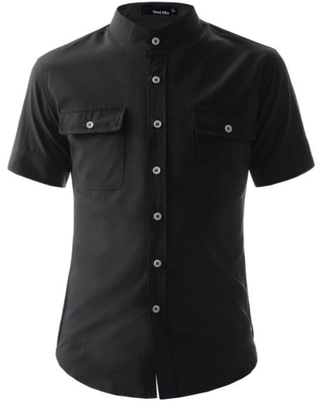 camisa preta social manga curta