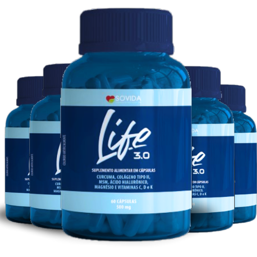 5 Frascos de Life 3.0 - Receita Anti-Dores - SÓVIDA