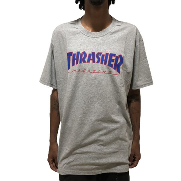 Camiseta Thrasher Outlinei Cinza - Mescla azul/vermelho - Art Skate Shop