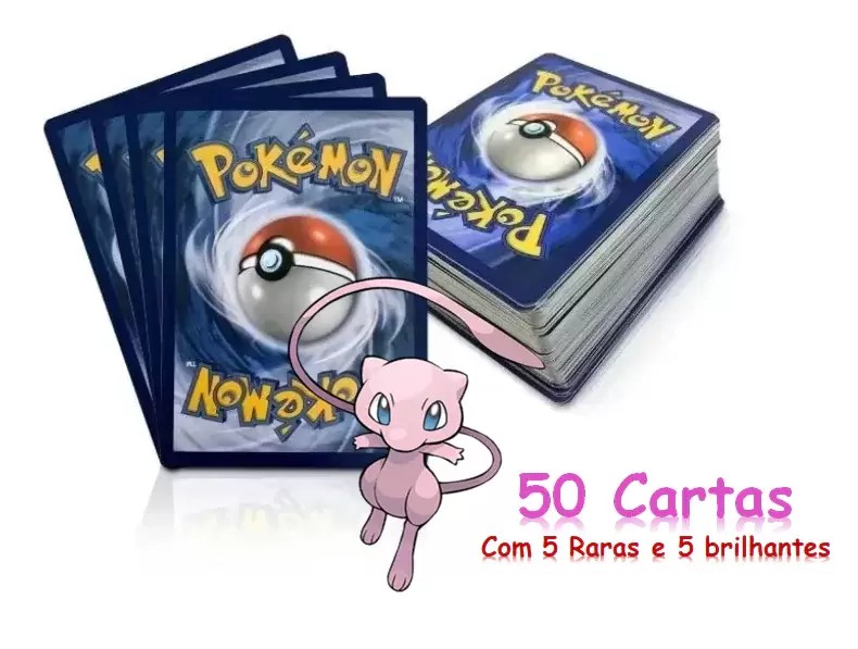 Kit com 50 Cartinhas Pokemon, Marca Copag