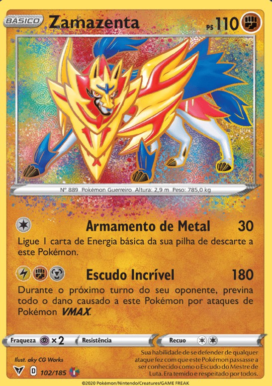 Zamazenta Gold Metal Pokemon Card 