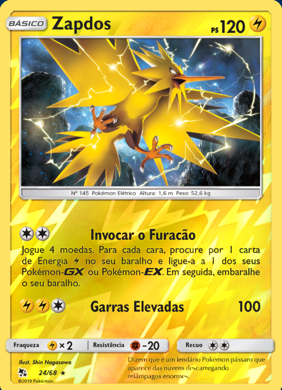 Zapdos GX Full Art Gold Metal Pokemon Card