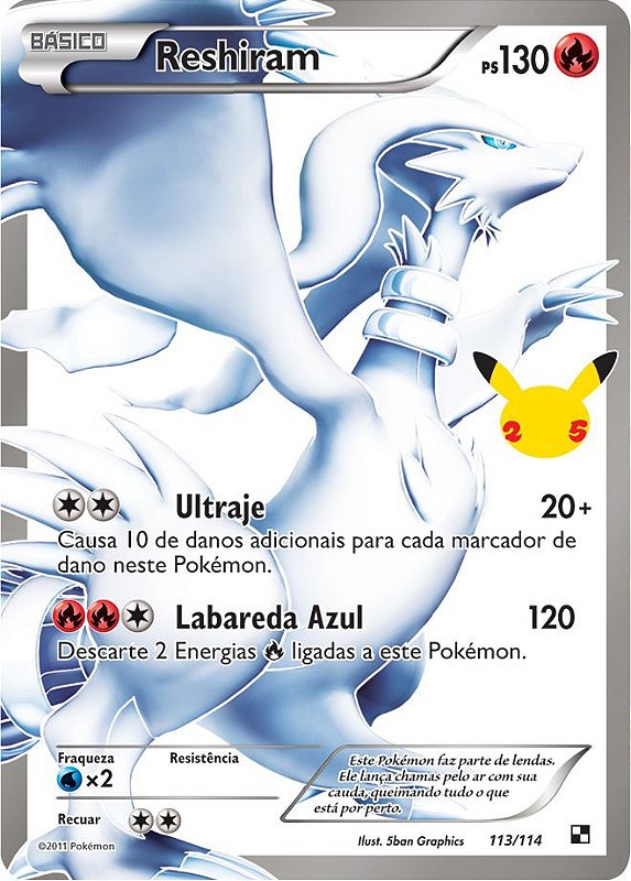 Kit Carta Pokémon Reshiram E Zekrom Full Art Celebrações