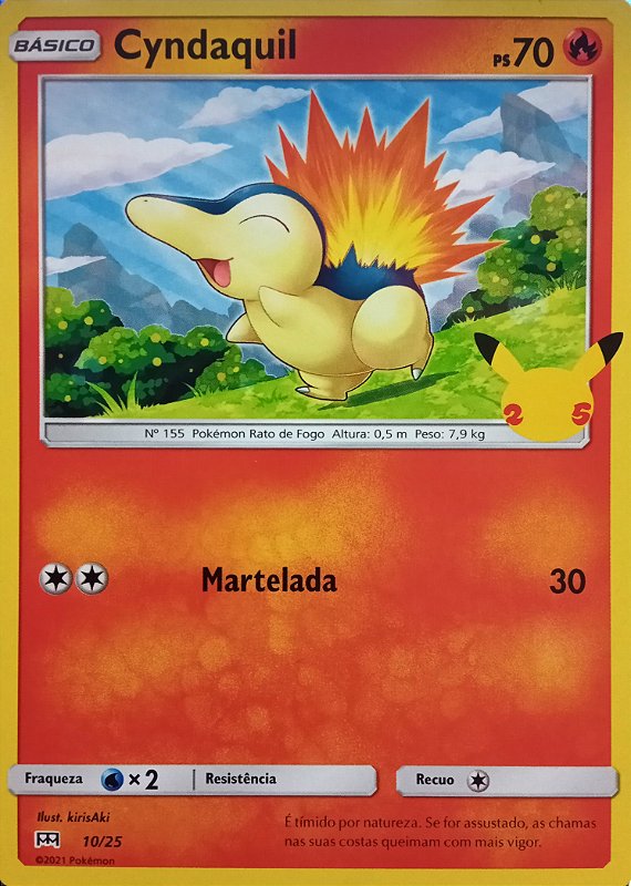 Pokémon nº 155 - Cyndaquil Pokémon Rato de Fogo Cyndaquil se