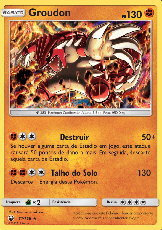 Kit Carta Pokémon Lendários Groudon e Kyogre Celebrações