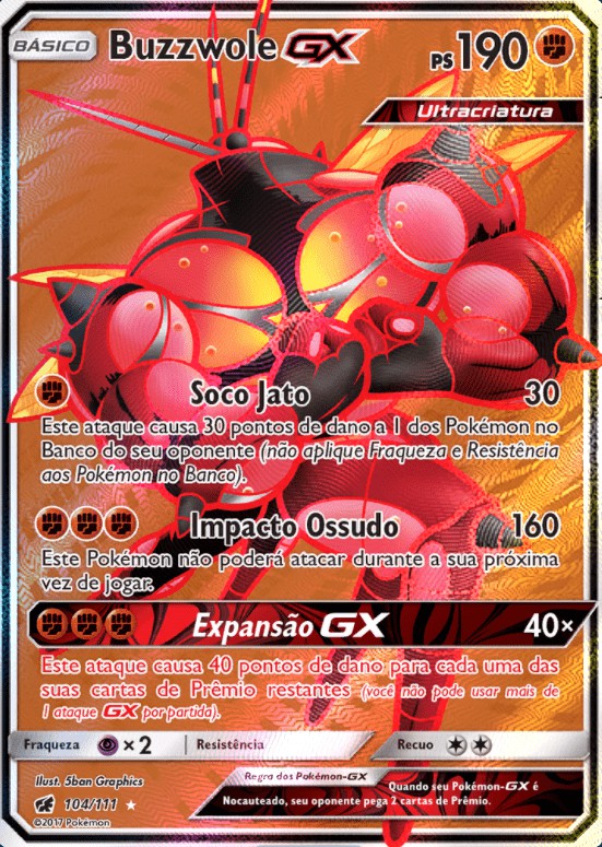  Pokemon Buzzwole-GX - 57/111 - Ultra Rare - Sun & Moon