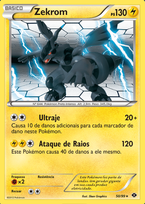 Carta Pokémon Lendário Zekrom Holográfico Original Copag