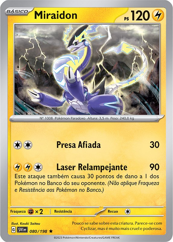 Cartas Pokémon Miraidon + Koraidon Raras Brilhantes