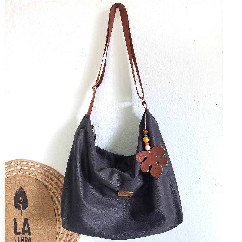 Bolsa Trvido Textura Couro Preto fosco