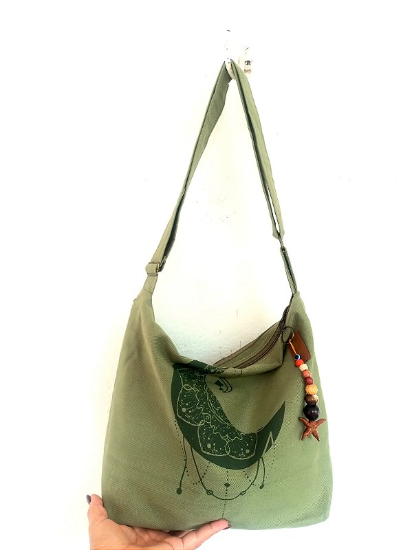 Bolsa Brim Lua Boho verde Crossbody