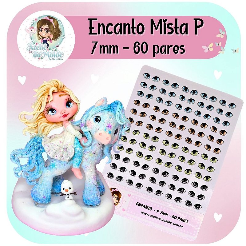 Olhos Resinados Encanto P 7mm - Mista - Ateliê do Molde