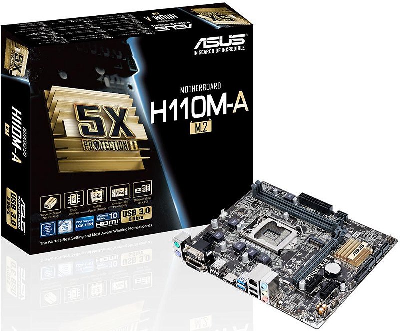 ASUS H110M-A/M.2 マザーボード corei7 6700 PLACA MÃE ASUS H110M-A/M.2 DDR4 LGA1151 - Evolutek Informática | O