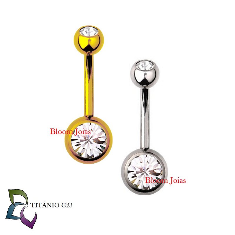 Piercing umbigo com joia em aço cirúrgico com cristal Swarovski