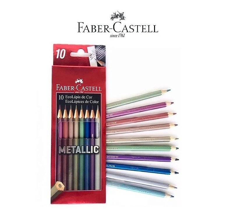 LAPIS DE COR METALLIC FABER CASTELL 10 CORES - Papel Poá