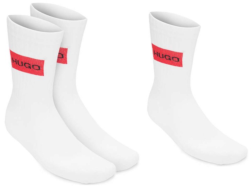 2 Pares de MEIAS HUGO - Rib Label - Branca