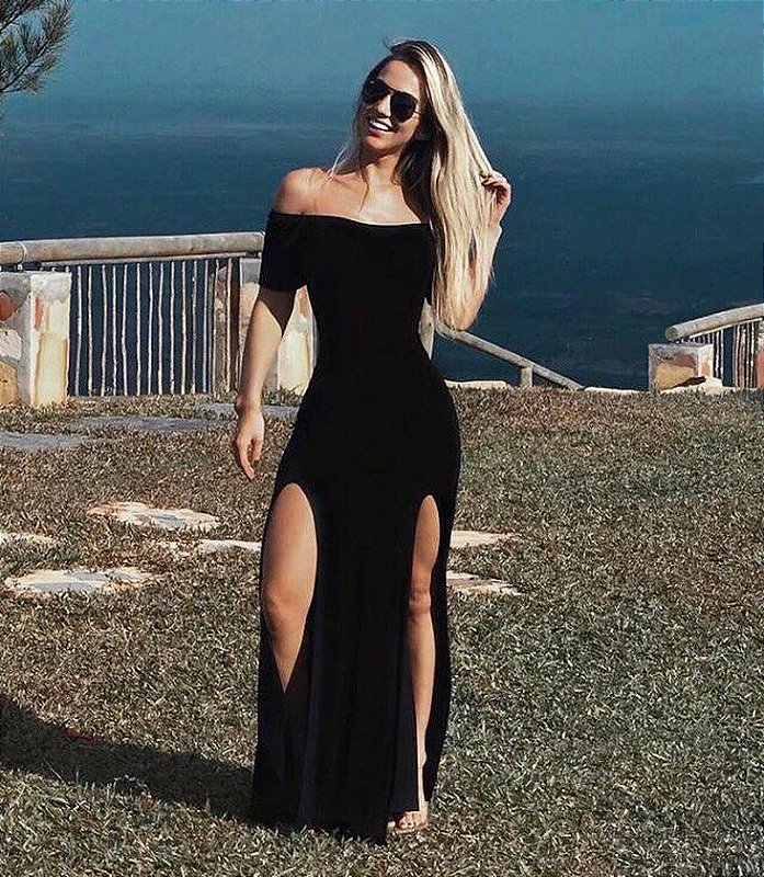 vestido viscolycra preto