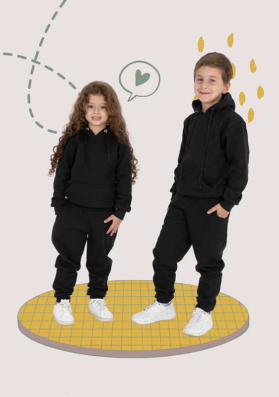 Conjunto Moletom Canguru Infantil Bege - DAZE MODAS