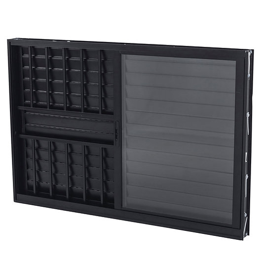 Veneziana 3 Folhas com Grade Linha Classic 25 Alumínio Preto Cmc