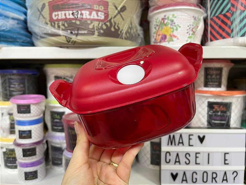 Tupperware Cristal Pop Quadrada 1 2 Litros Vermelha M e Casei E 