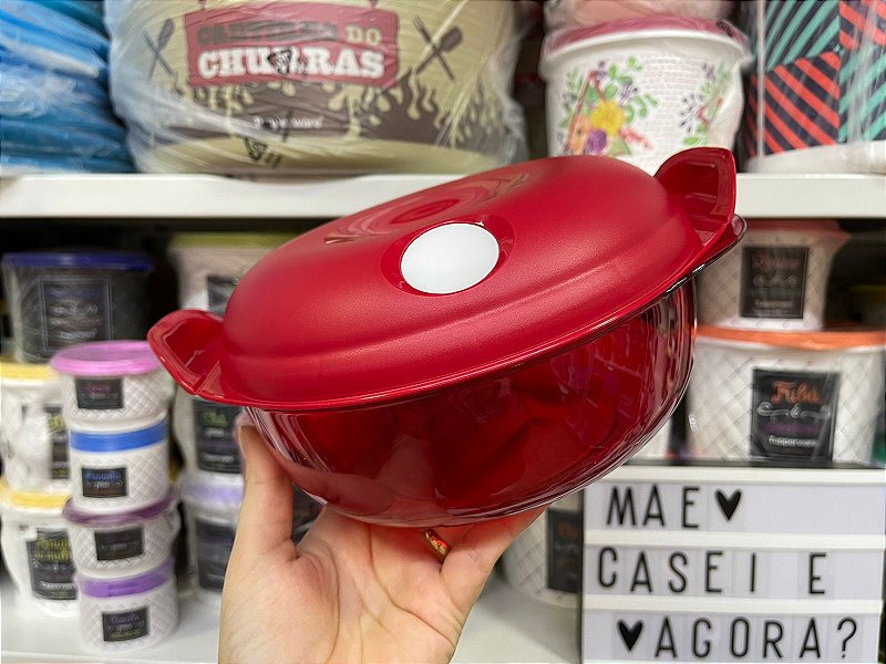 Tupperware Cristal Pop 1 5 Litros Redonda Vermelha M e Casei E Agora 