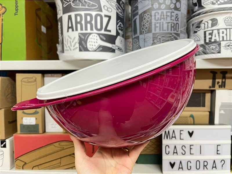 Tupperware Maxi Criativa 7,8 L Vinho Tampa Branca - Mãe, Casei e