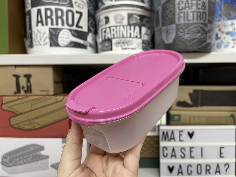 Tupperware Modular Oval Dispenser 1 - 500 ml Transparente e Rosa
