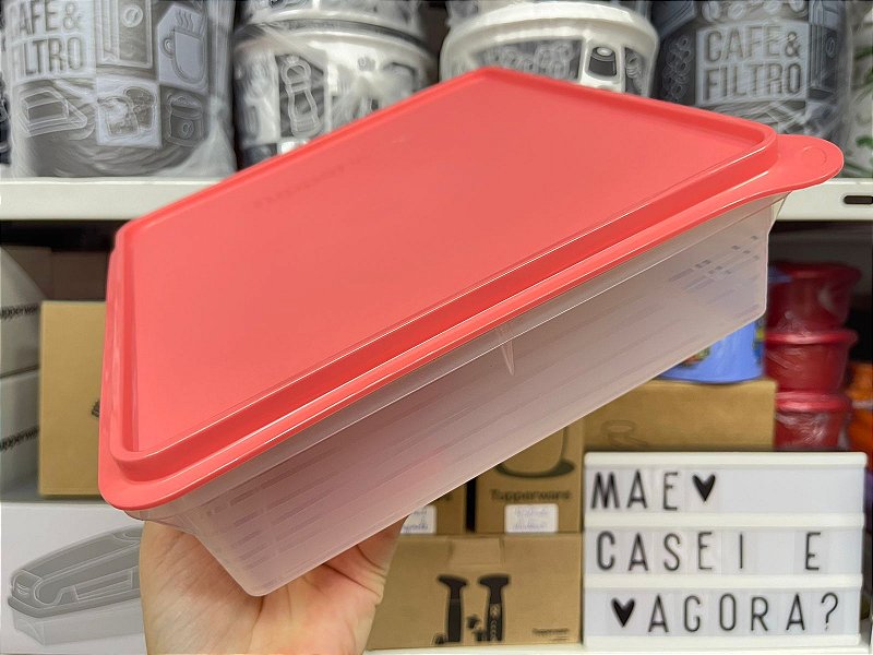 Tupperware Caixa Versátil 2,5 Litros Transparente e Tampa Coral