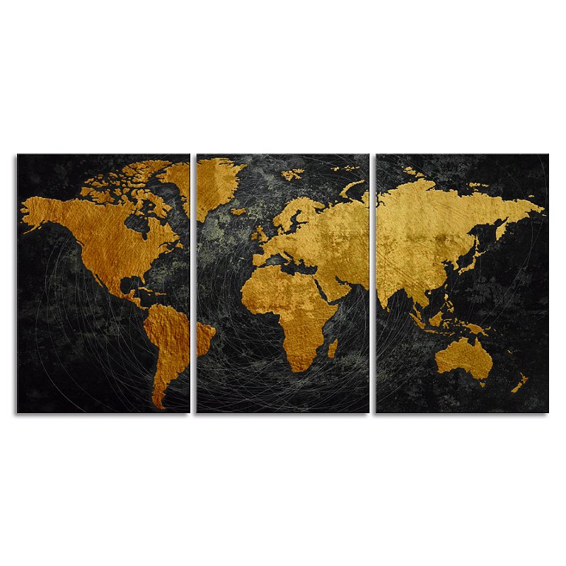 Quadro em Canvas Mapa Mundi Efeito de Riscos - Oppen House, Sua Casa