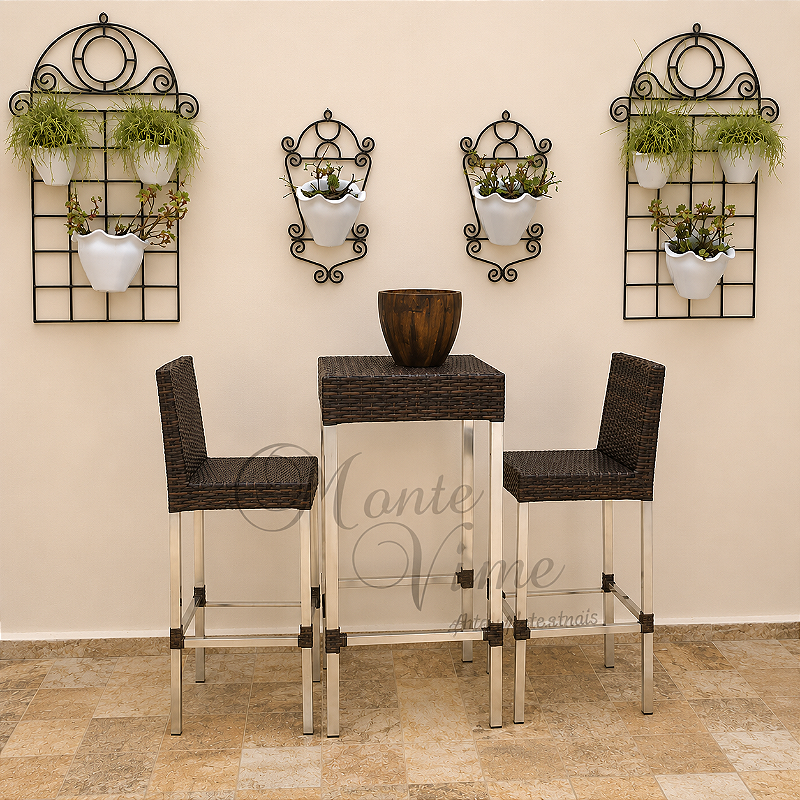Conjunto Bistrô com 2 banquetas Mispa