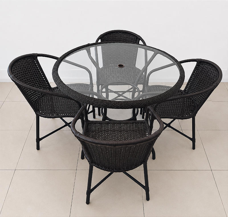 Conjunto de mesa 1.00 diâmetro + 4 cadeiras Joy