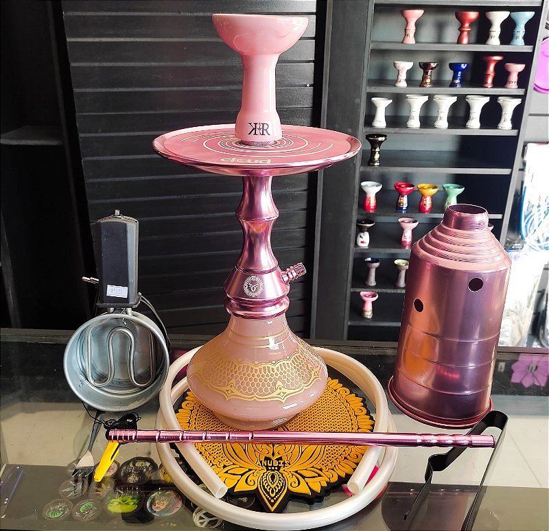 Kit Narguile Bulls Cloud Rose (Fumaça sai pelo prato) Tabacaria