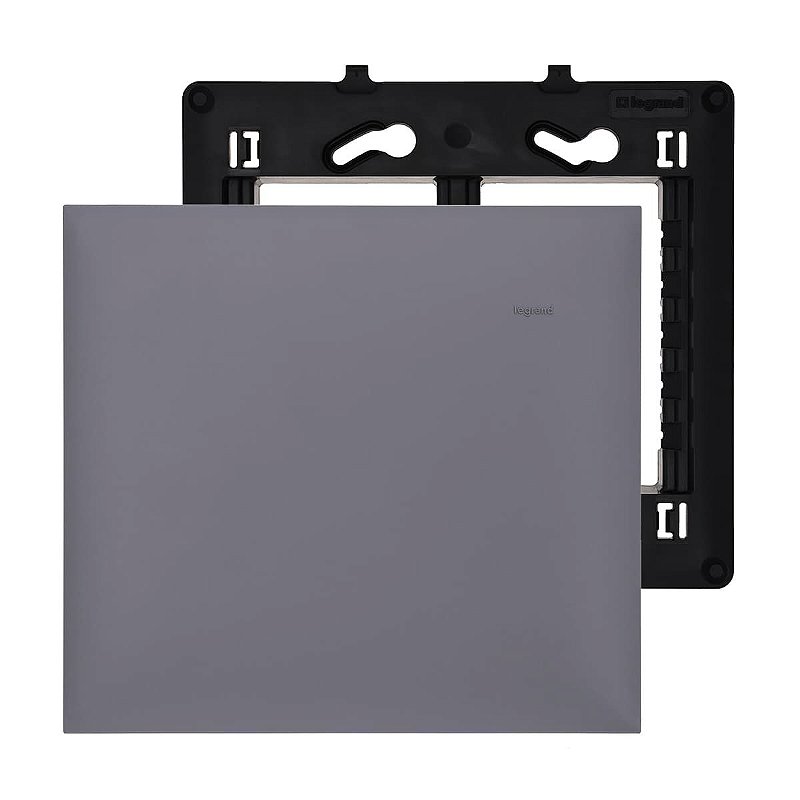 Placa Cega 4x4 Pial Plus+ Cinza 618510CZ Com Suporte Legrand