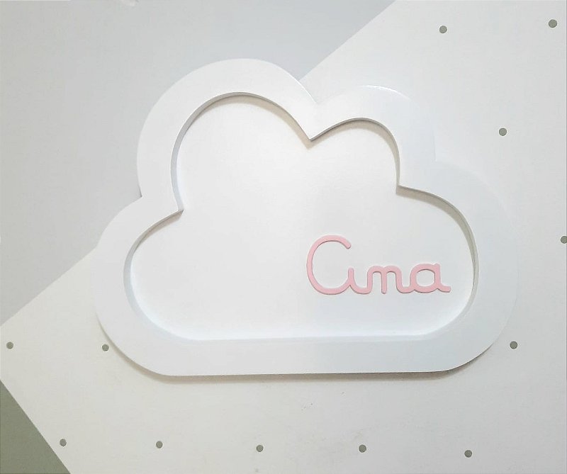 Nuvem moldura com nome para porta maternidade