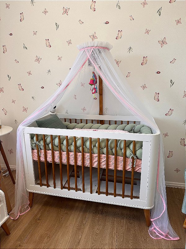 Mosquiteiro com suporte portátil para berço frufru