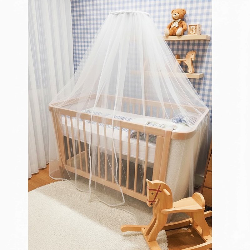 Mosquiteiro com suporte para berço com grades