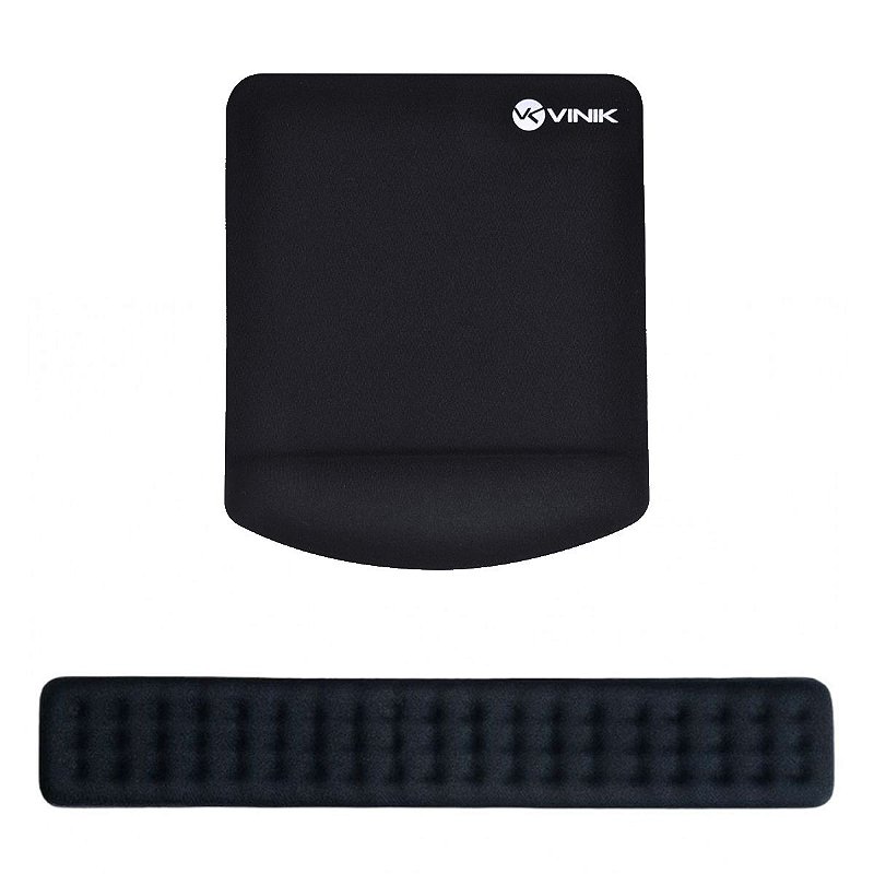 Kit Apoio De Pulso Mouse Pad E Para Teclado Em Gel Preto Click Note
