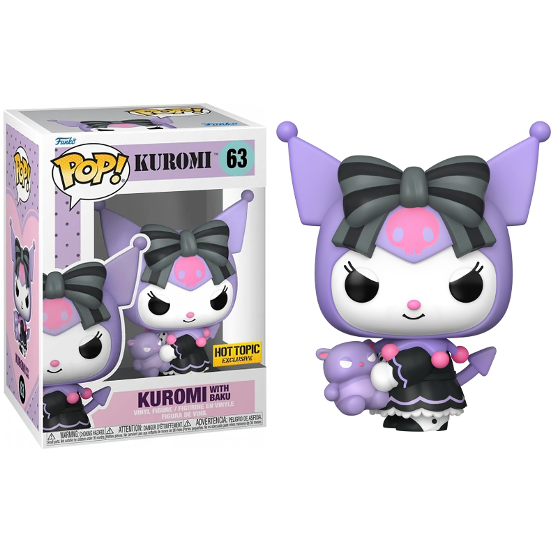 コラボレ　Funaki Funko Pop! Kuromi With Baku 63 Exclusivo Original Colecionavel