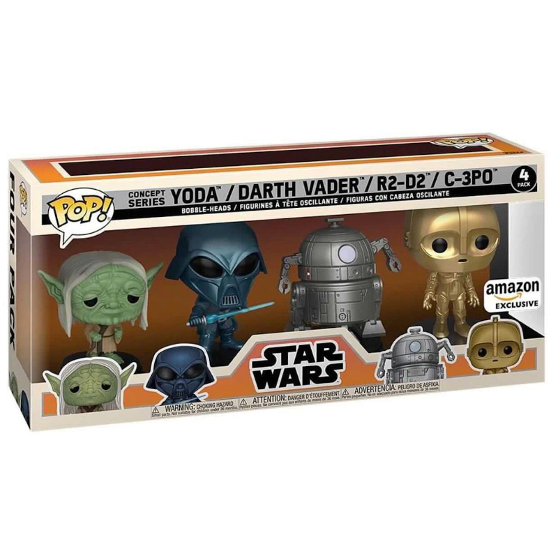 Funko Pop! Yoda Darth Vader R2-D2 C-3PO 4 Pack Exclusivo Original