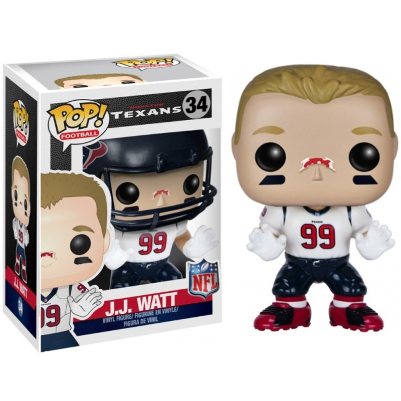 Funko NFL Houston Texans POP Football J.J. Watt Vinyl Figure 34 White Jersey  - ToyWiz